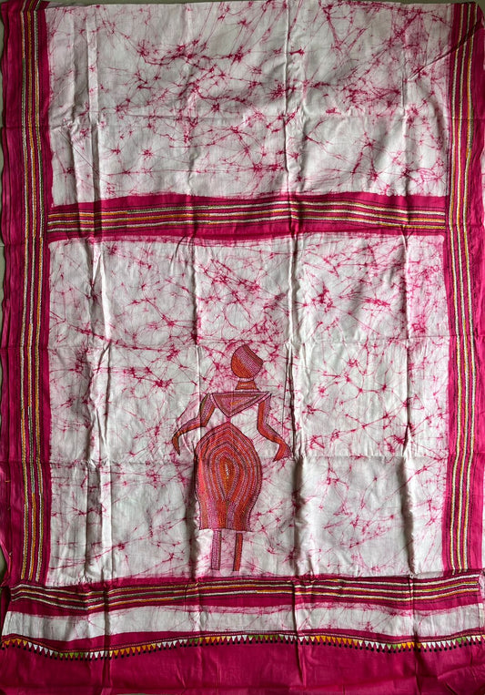 Kantha stitch Hand Batik Very Soft Cotton Traditional Saree