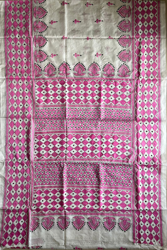 Kantha Stitch Hand Work Embroidered Art Silk Saree With Blouse