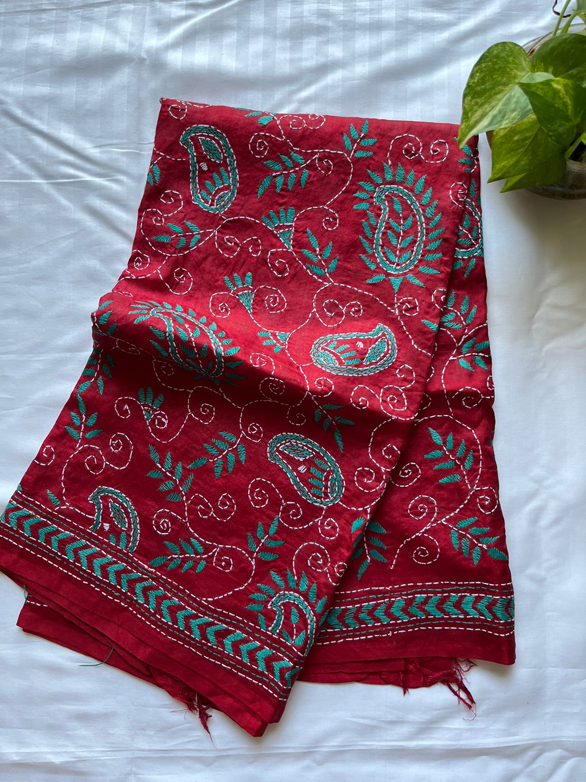 Kantha stitch Tusshar Silk dye Dupatta