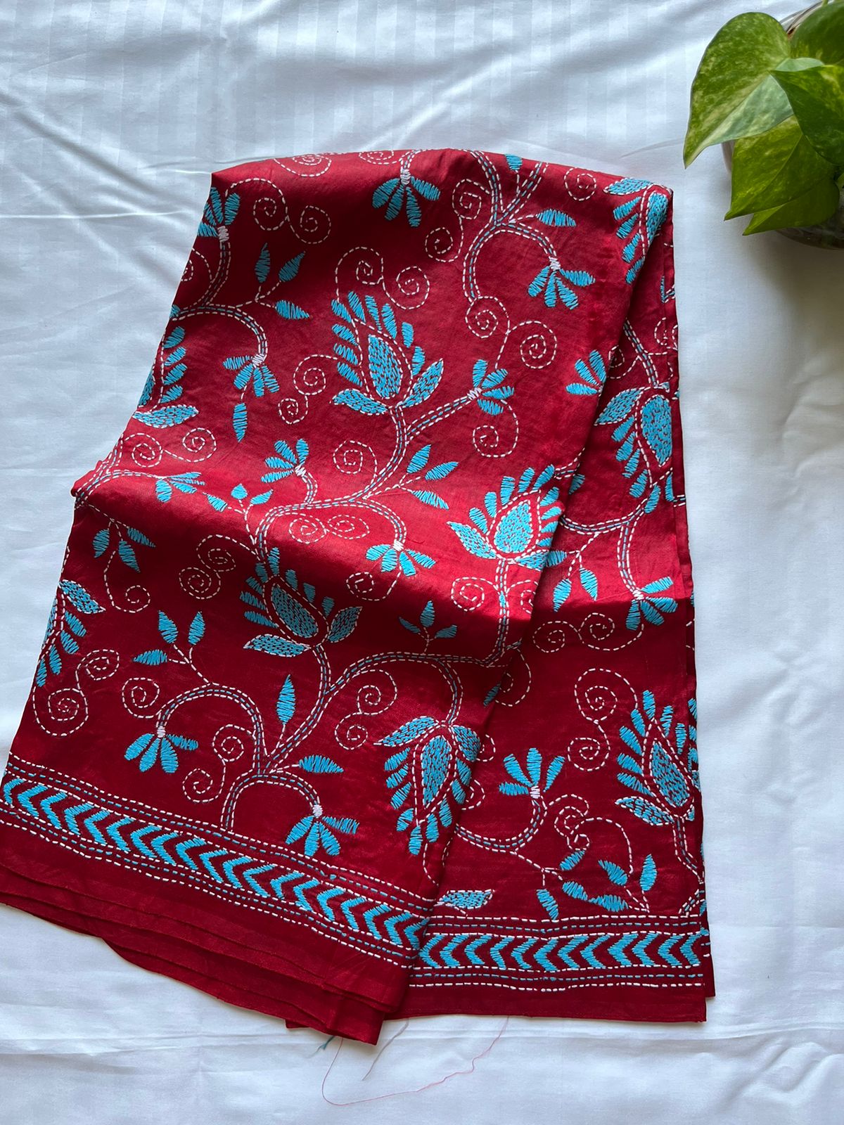 Kantha stitch Tusshar Silk dye Dupatta