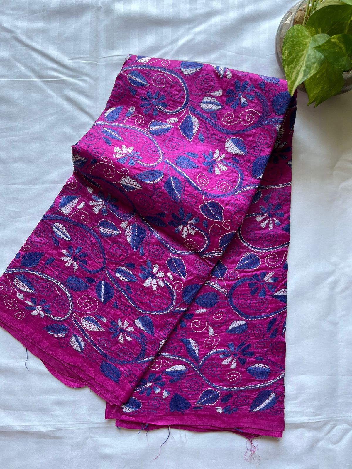 Kantha stitch Tusshar Silk dye Dupatta