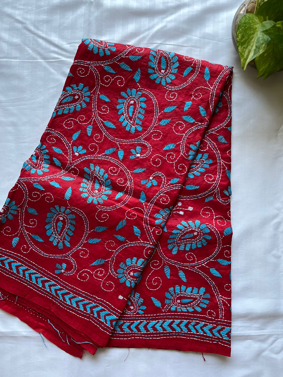 Kantha stitch Tusshar Silk dye Dupatta