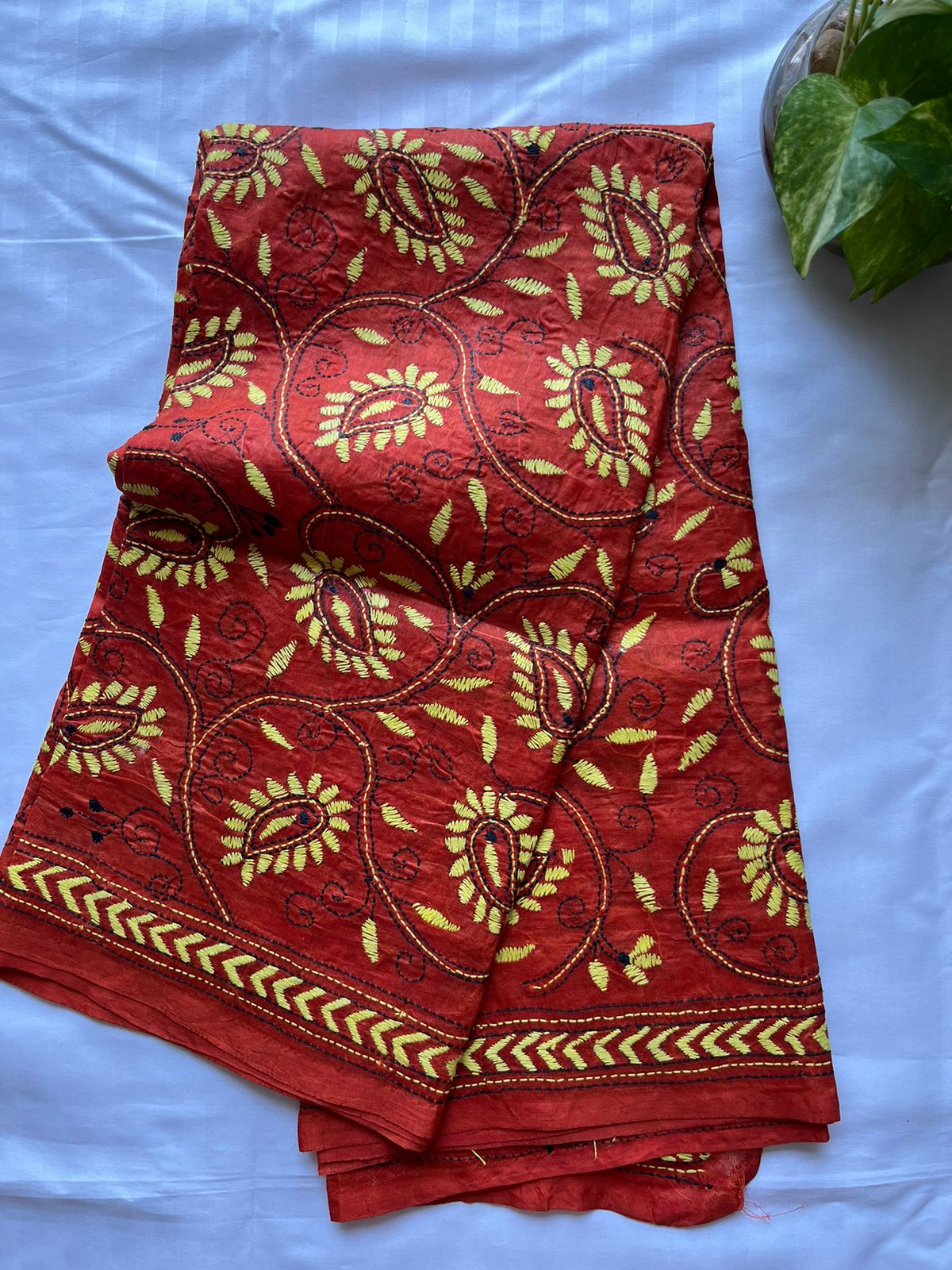 Kantha stitch Tusshar Silk dye Dupatta