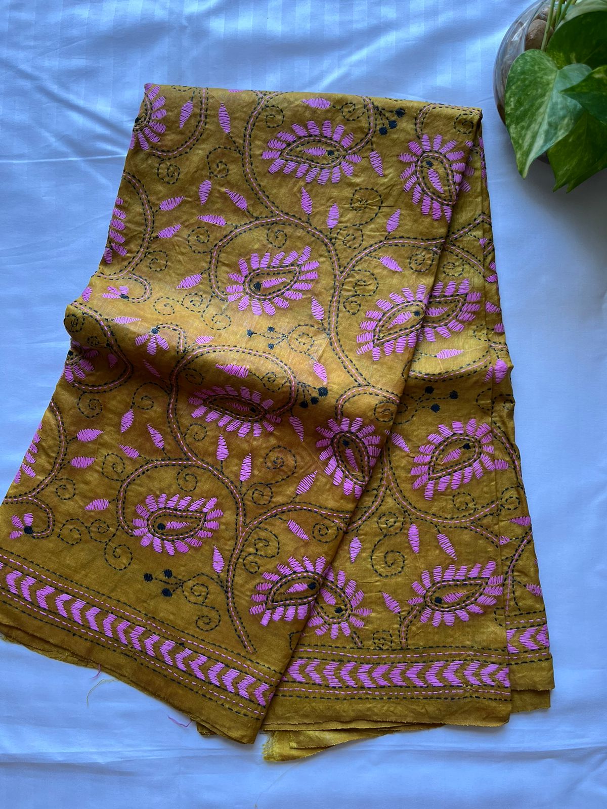 Kantha stitch Tusshar Silk dye Dupatta