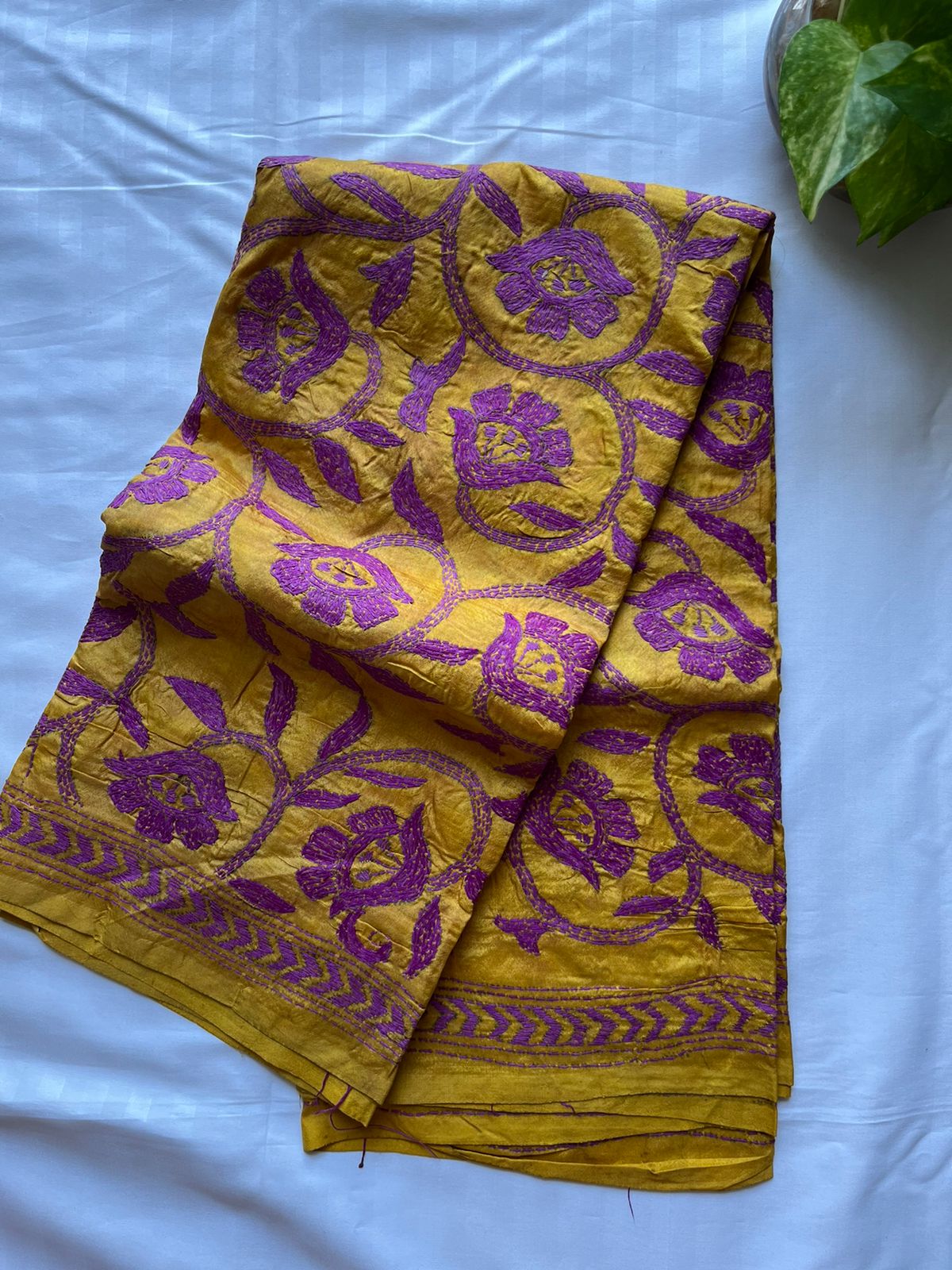 Kantha stitch Tusshar Silk dye Dupatta