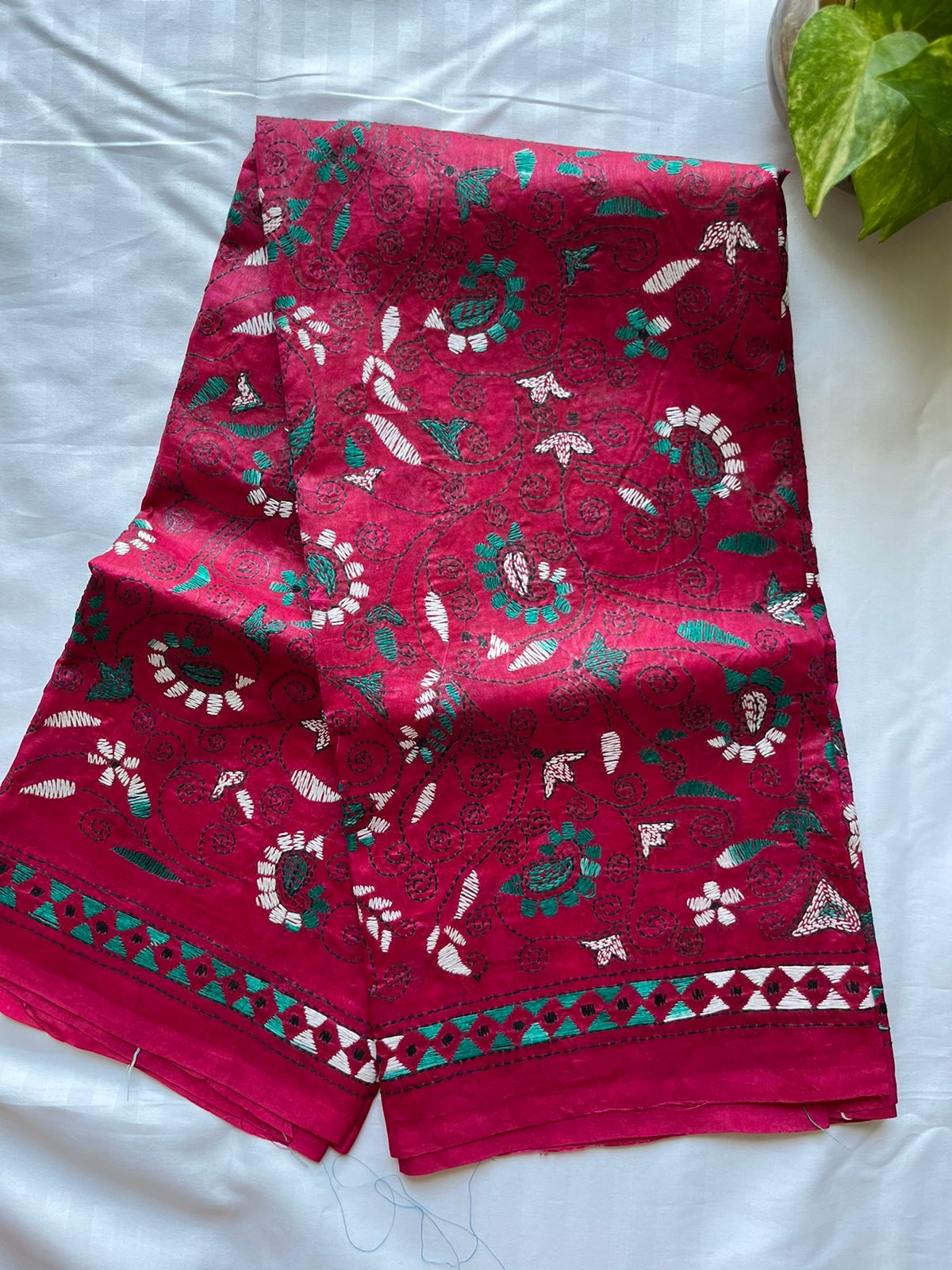 Kantha stitch Tusshar Silk dye Dupatta