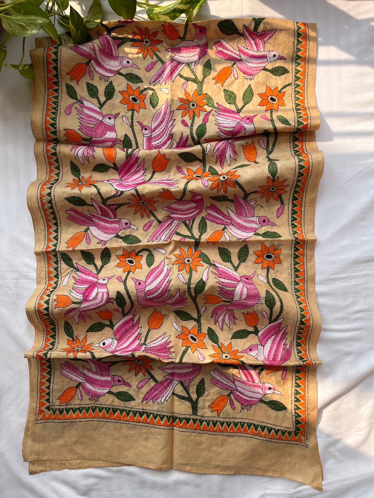 Kantha Pure Silk Stole 22″