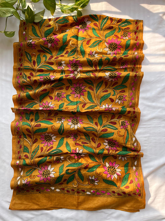 Kantha Pure Silk Stole 22″