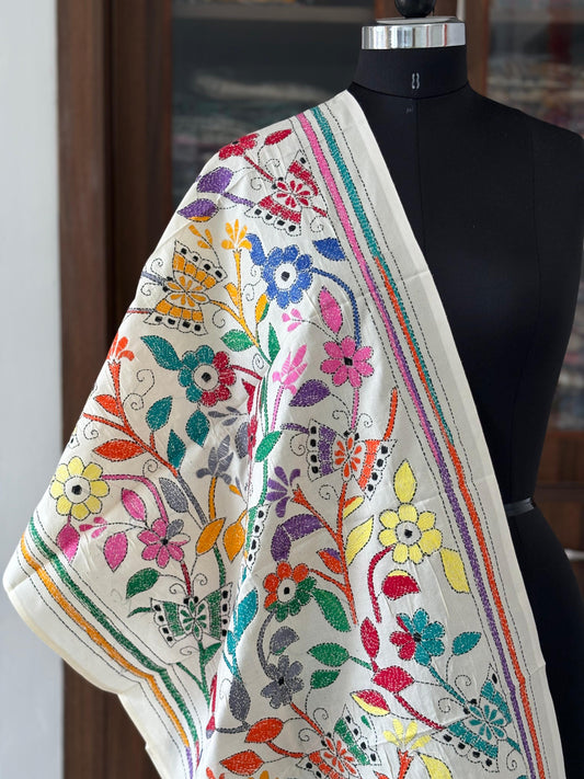 Nakshi Kantha Semi Tusshar silk Stole
