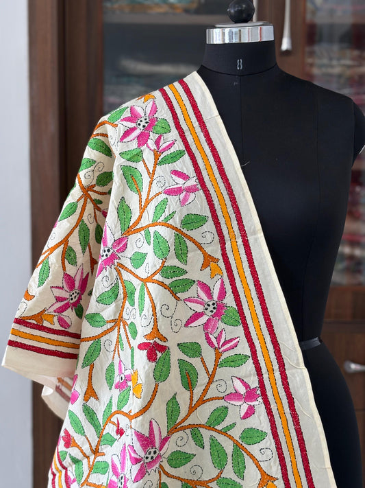 Nakshi Kantha Semi Tusshar silk Stole