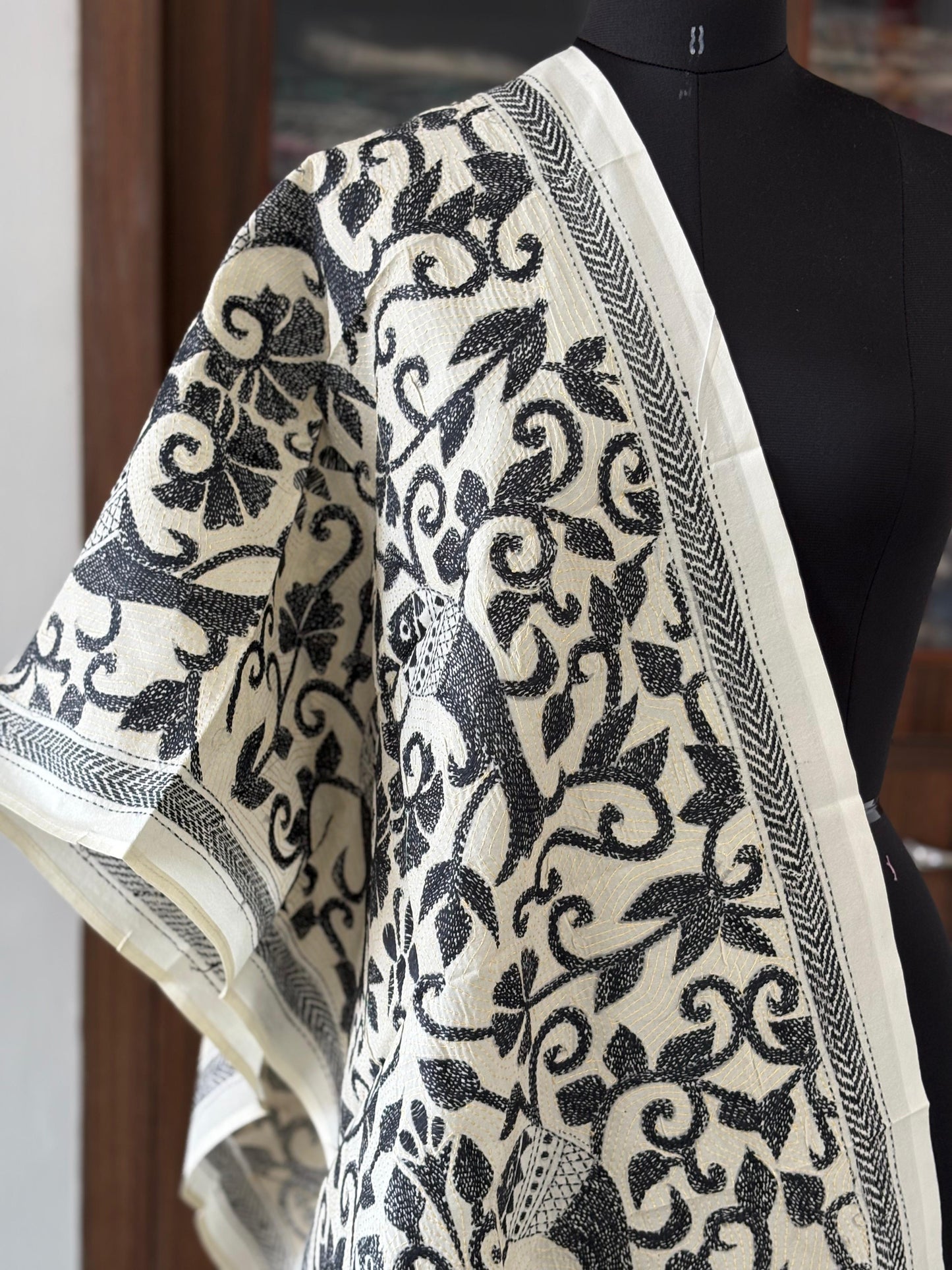 Nakshi Kantha Semi Tusshar silk Stole