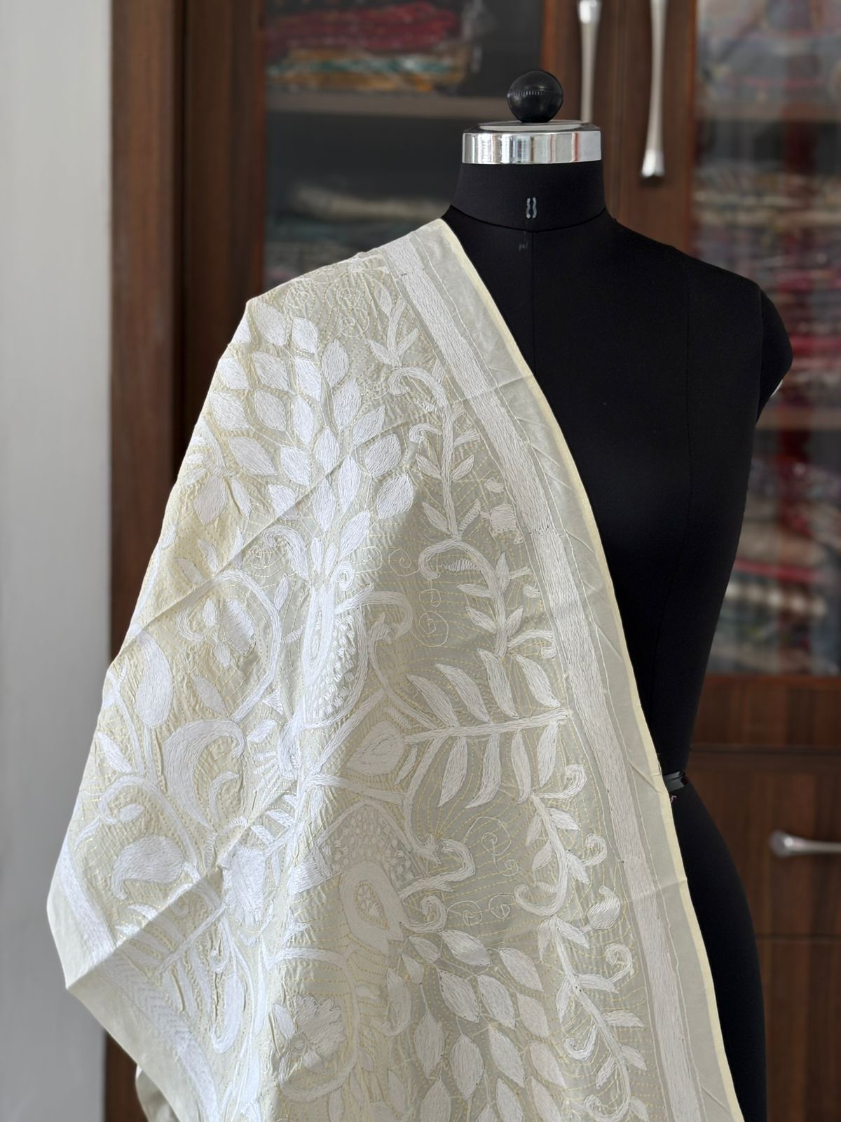 Nakshi Kantha Semi Tusshar silk Stole