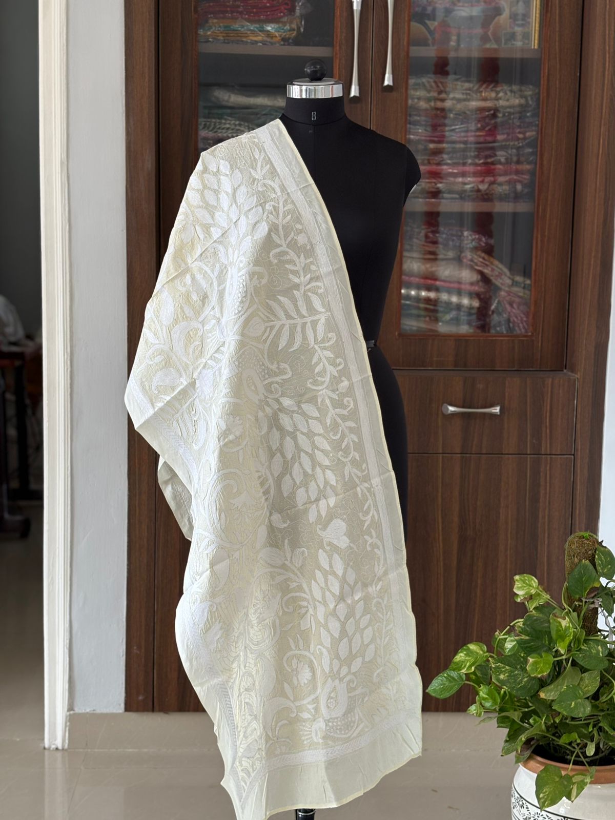 Nakshi Kantha Semi Tusshar silk Stole