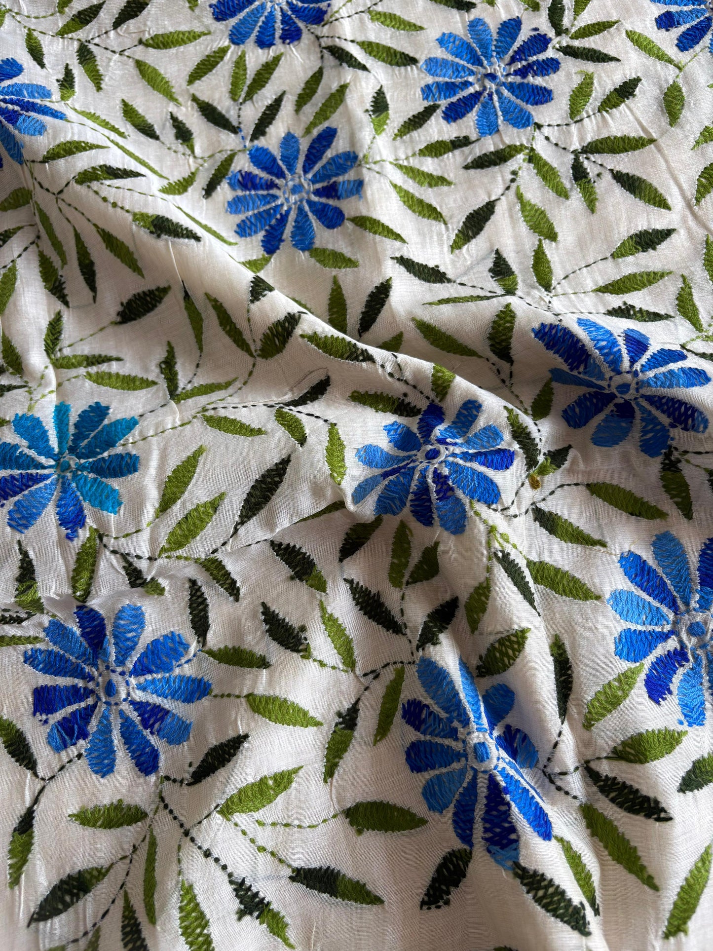 Kantha Hand Embroidered semi tassar silk Saree