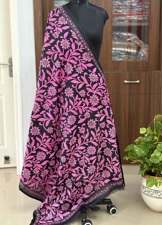 Kantha Stitch Hand Embroidary Full Work Blended Banglore Silk Dupatta 44″