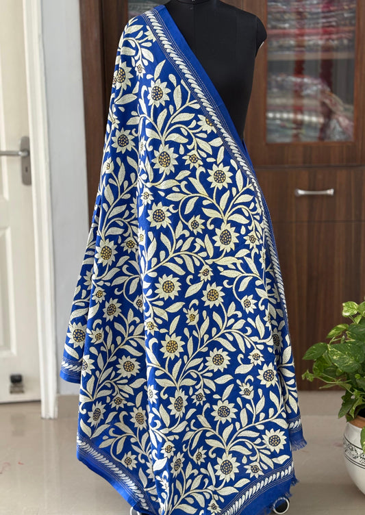 Kantha Stitch Hand Embroidary Full Work Blended Banglore Silk Dupatta 44″
