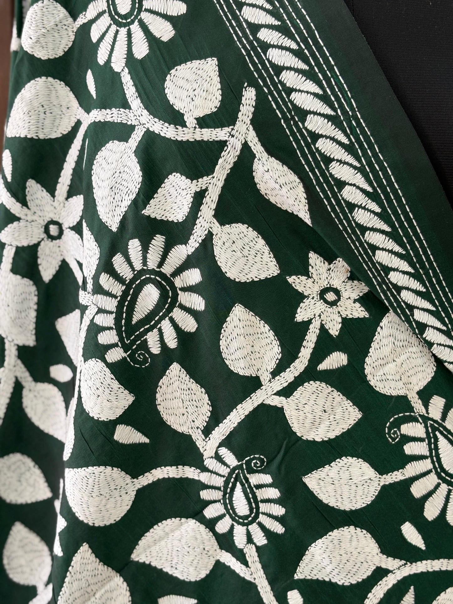Kantha Stitch Hand Embroidary Full Work Blended Banglore Silk Dupatta 44″