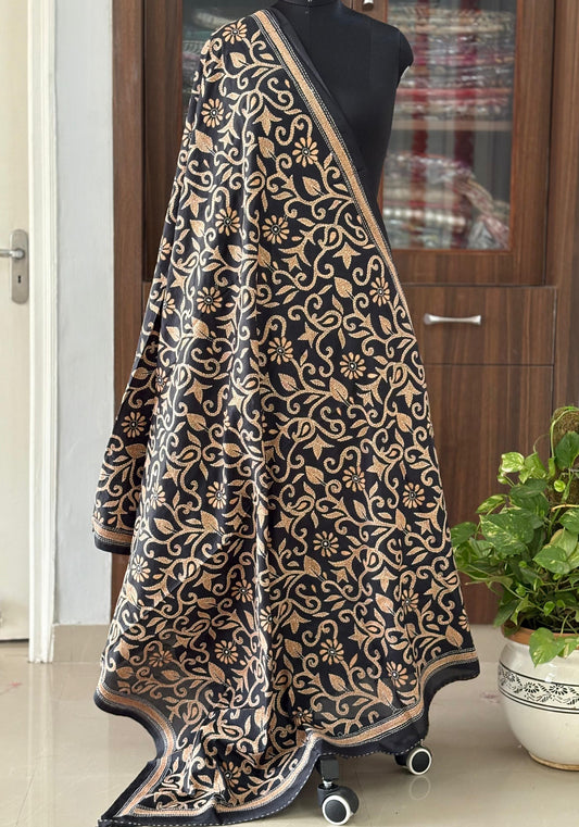 Kantha Stitch Hand Embroidary Full Work Blended Banglore Silk Dupatta 44″