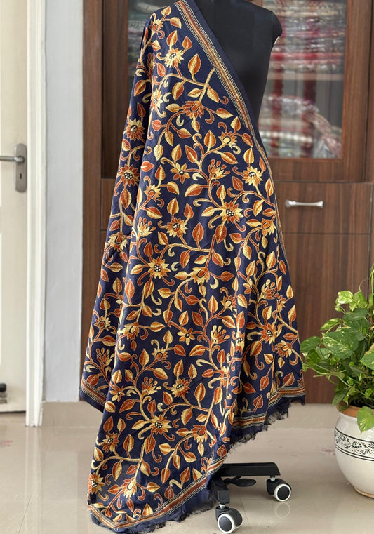 Kantha Stitch Hand Embroidary Full Work Blended Banglore Silk Dupatta 44″