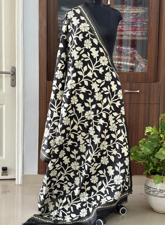 Kantha Stitch Hand Embroidary Full Work Blended Banglore Silk Dupatta 44″