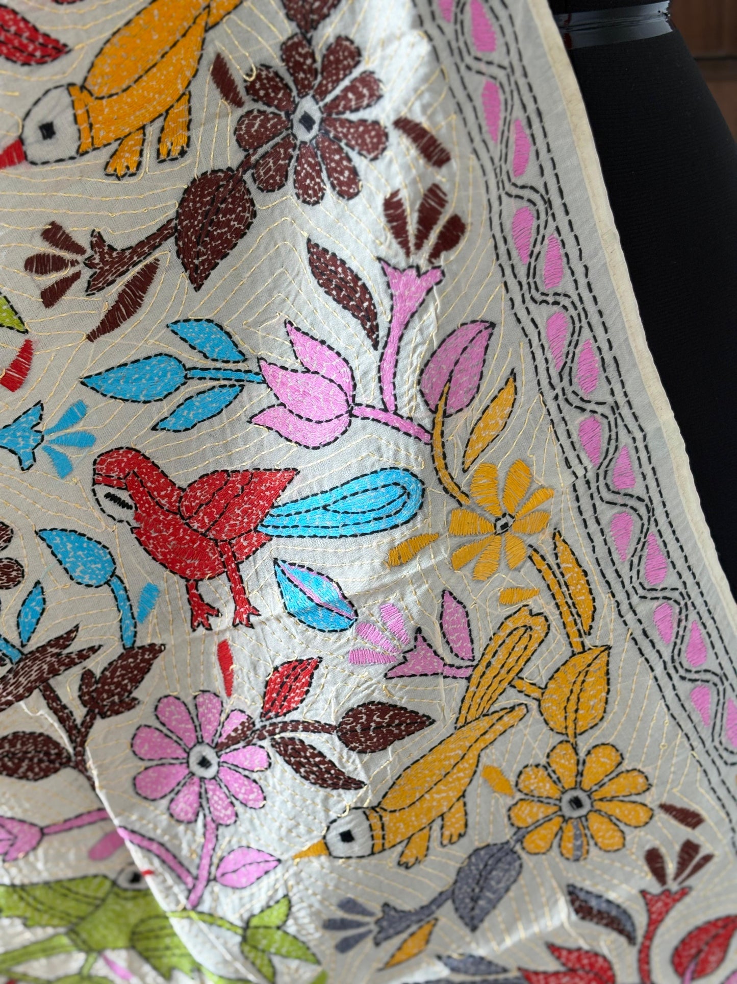 Nakshi Kantha Semi Tusshar silk Stole