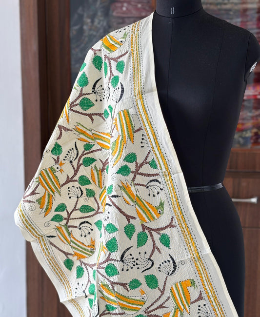 Nakshi Kantha Semi Tusshar silk Stole