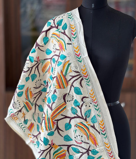 Nakshi Kantha Semi Tusshar silk Stole