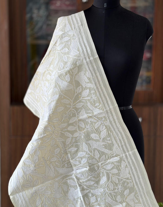 Nakshi Kantha Semi Tusshar silk Stole