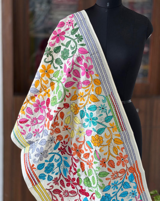 Nakshi Kantha Semi Tusshar silk Stole