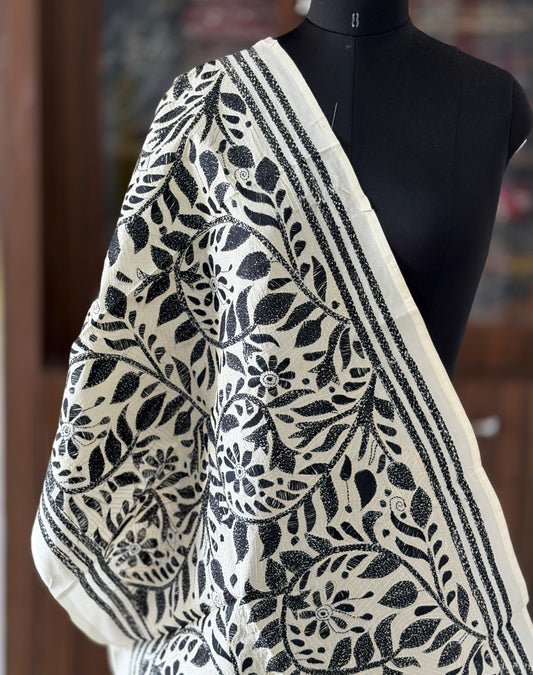 Nakshi Kantha Semi Tusshar silk Stole