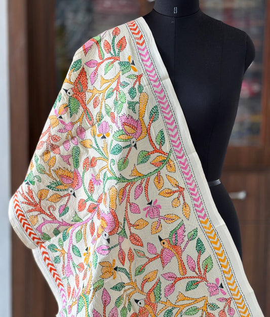 Nakshi Kantha Semi Tusshar silk Stole