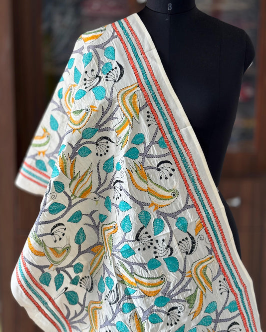 Nakshi Kantha Semi Tusshar silk Stole
