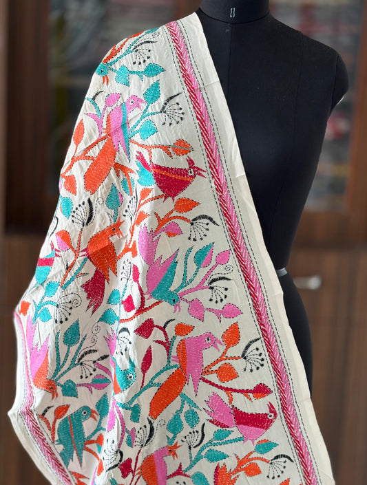 Nakshi Kantha Semi Tusshar silk Stole