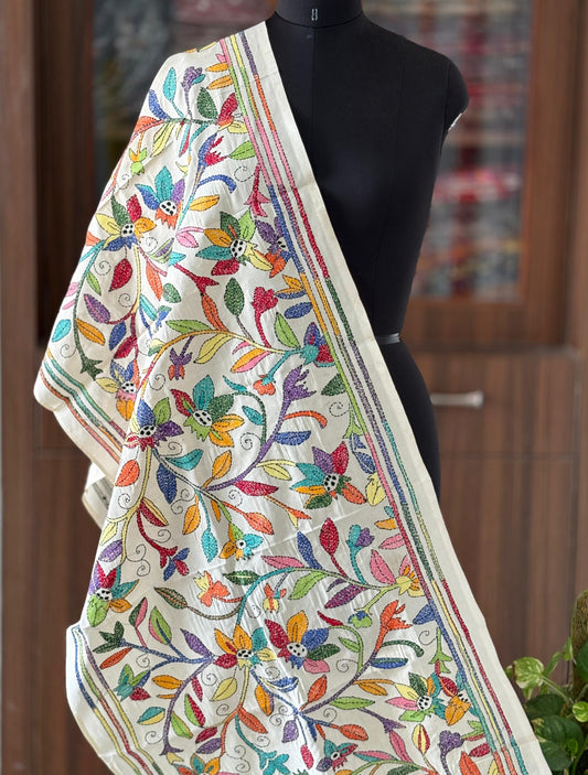 Nakshi Kantha Semi Tusshar silk Stole