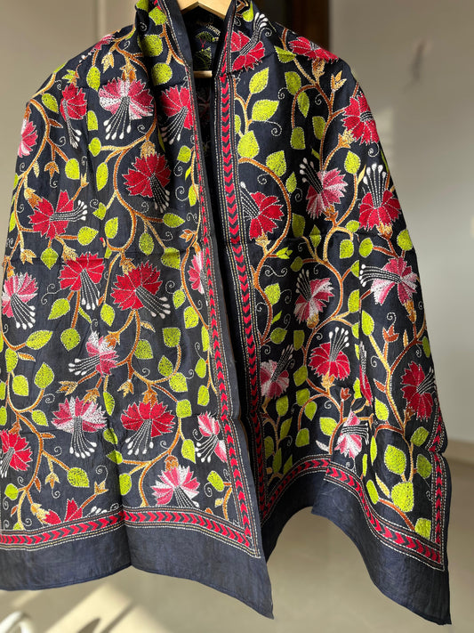 Kantha Pure Silk Stole 22″