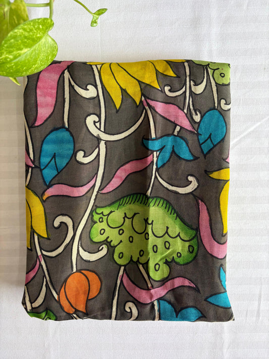 Pen Kalamkari hand painted Banglore silk fabric