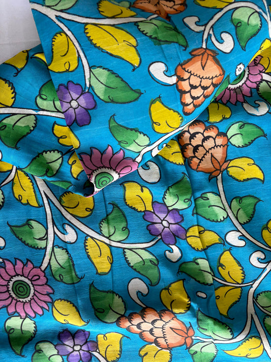 Pen Kalamkari hand painted Banglore silk fabric