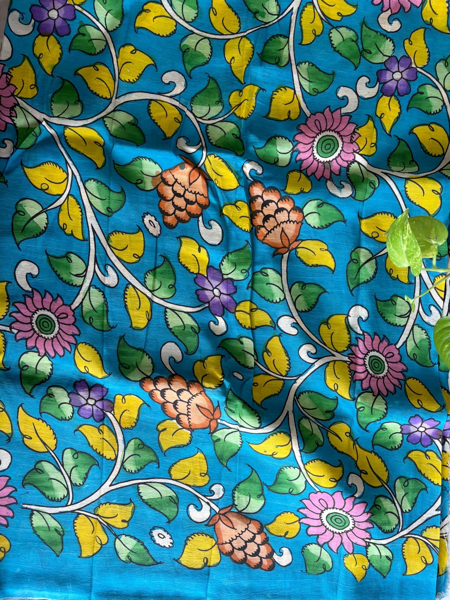 Pen Kalamkari hand painted Banglore silk fabric