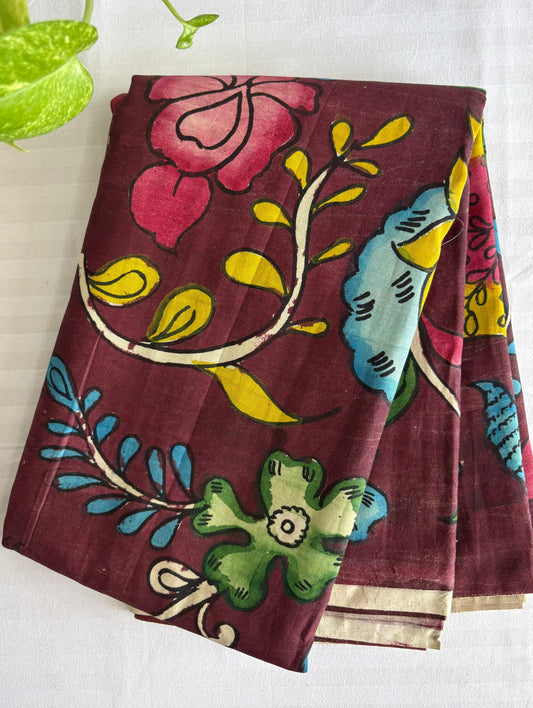Pen Kalamkari hand painted Banglore silk fabric