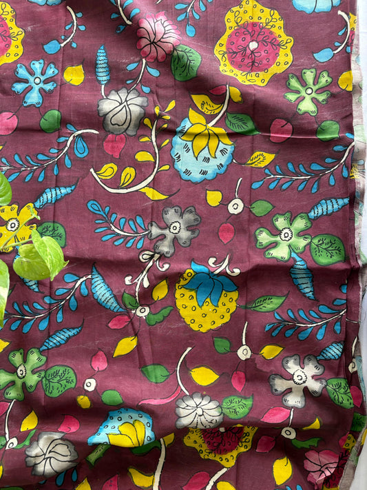 Pen Kalamkari hand painted Banglore silk fabric