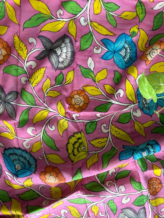 Pen Kalamkari hand painted Banglore silk fabric