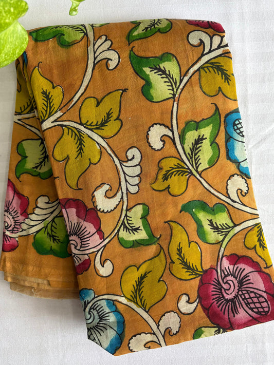 Pen Kalamkari hand painted Banglore silk fabric