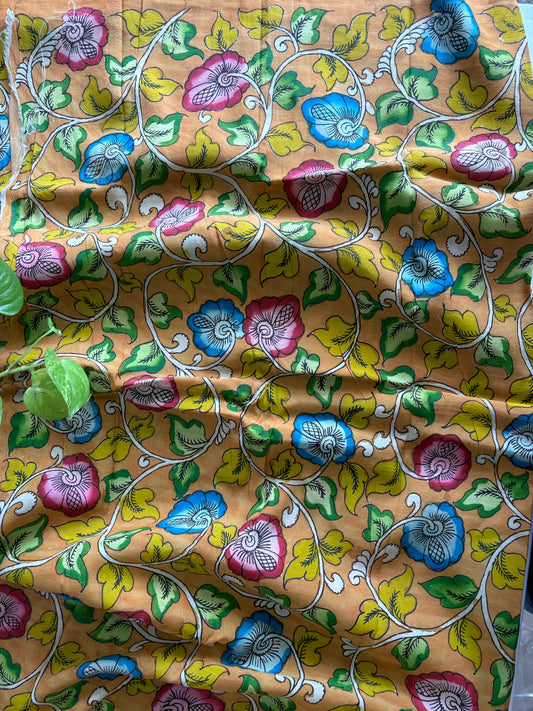 Pen Kalamkari hand painted Banglore silk fabric