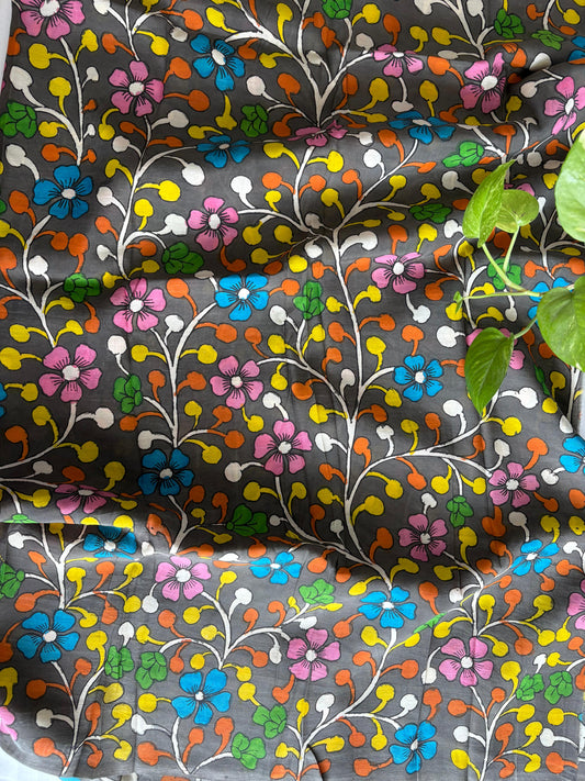 Pen Kalamkari hand painted Banglore silk fabric