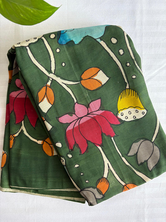 Pen Kalamkari hand painted Banglore silk fabric