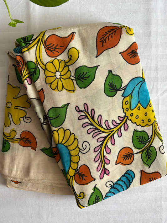 Pen Kalamkari hand painted Banglore silk fabric