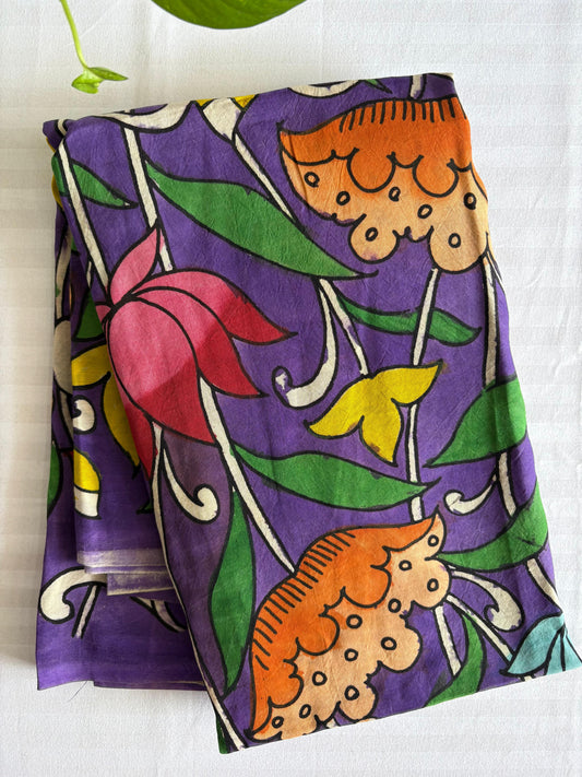 Pen Kalamkari hand painted Banglore silk fabric
