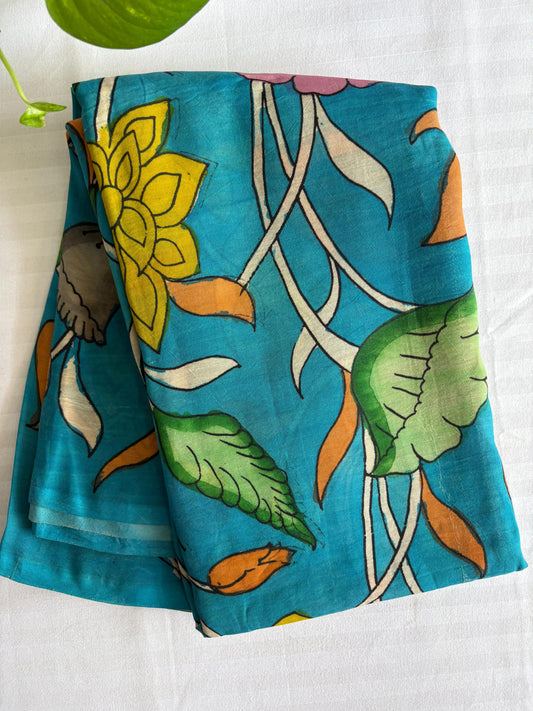 Pen Kalamkari hand painted Banglore silk fabric