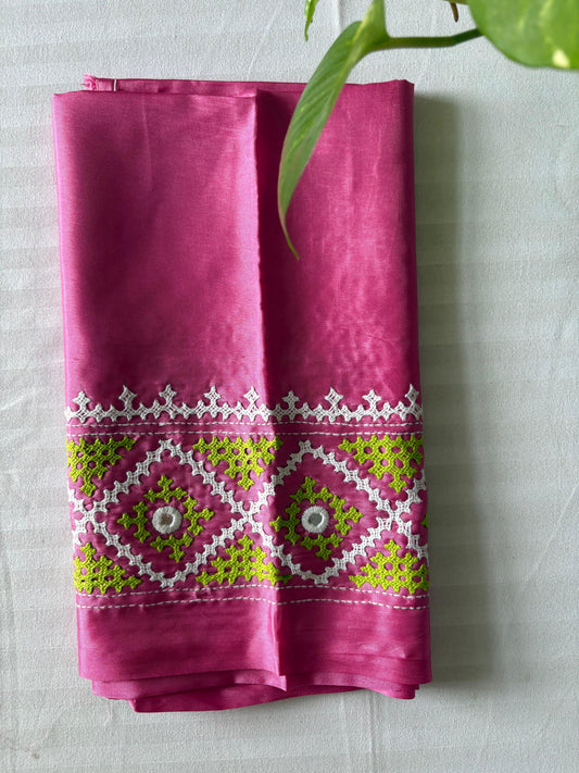 Gujrati work blouse pieces in art silk 1 mtr