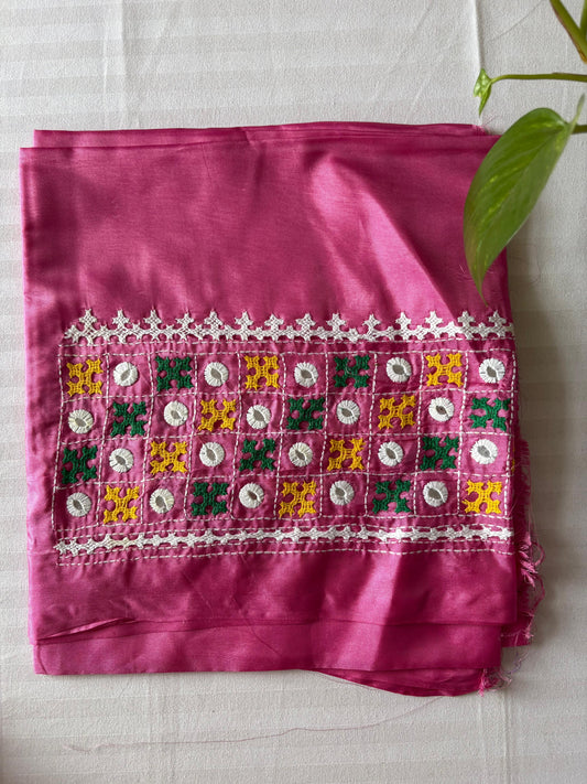 Gujrati work blouse pieces in art silk 1 mtr